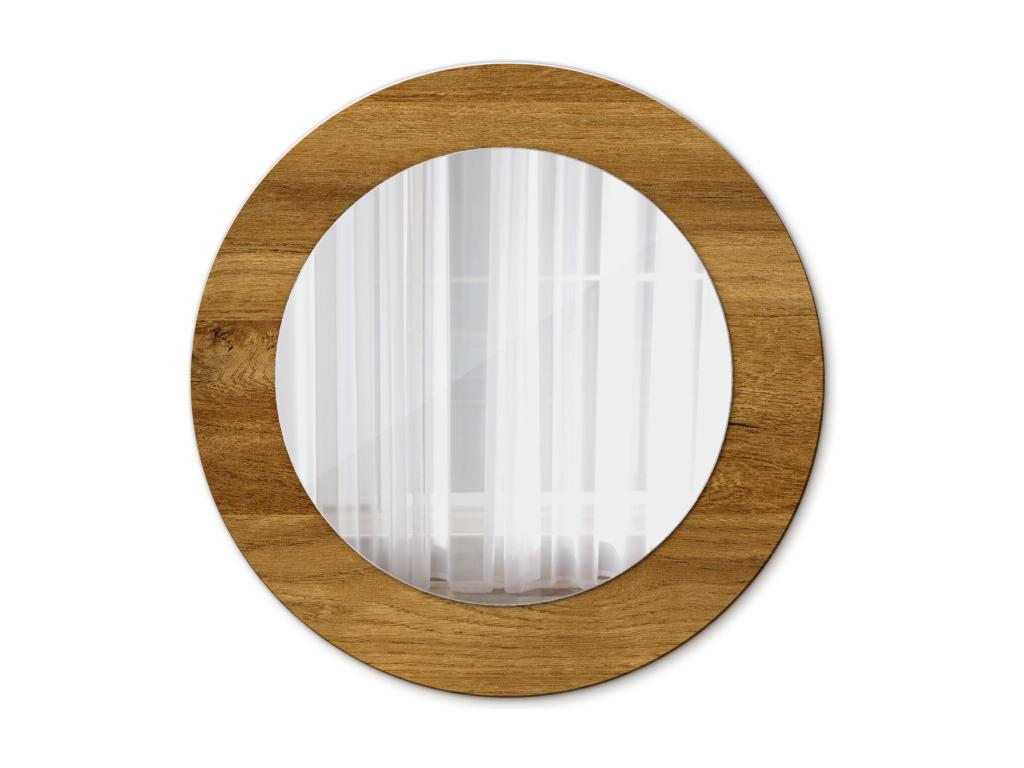 Espejo decorativo redondo - Roble rústico - 50 cm