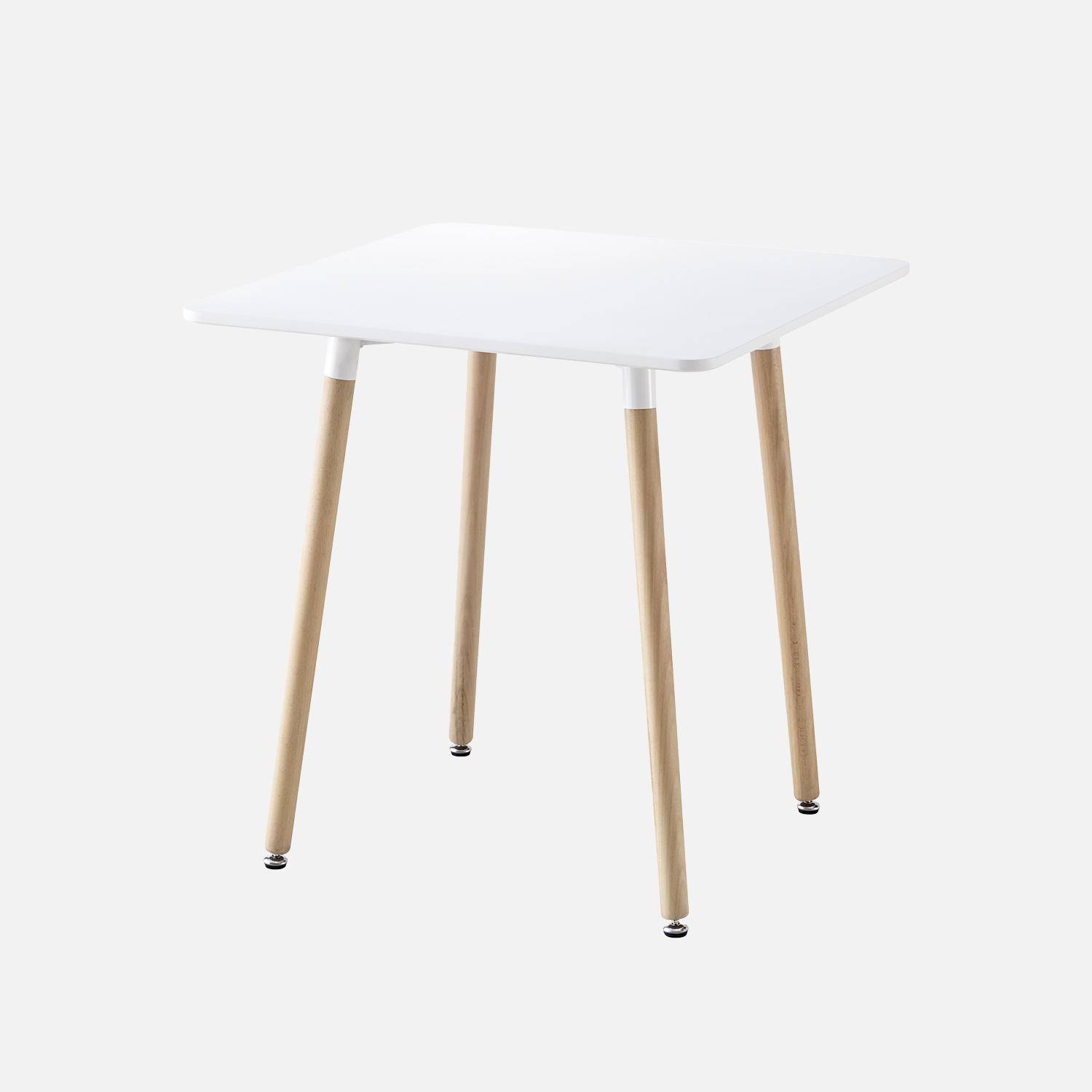 Hedvig - Mesa de comedor cuadrada de MDF y madera de haya, 70cm