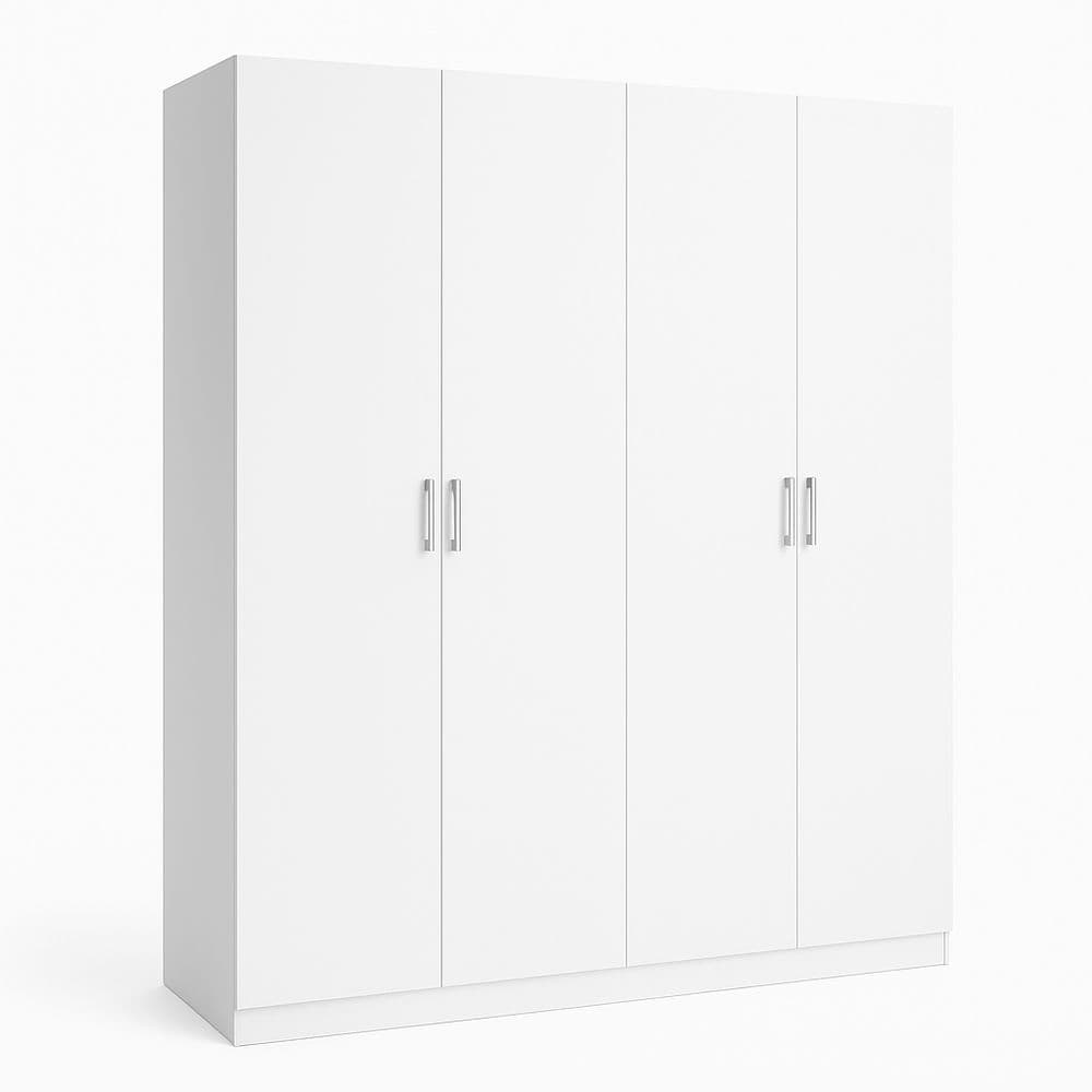 Armario de Madera Blanca 4 Puertas 200x180x60 cm