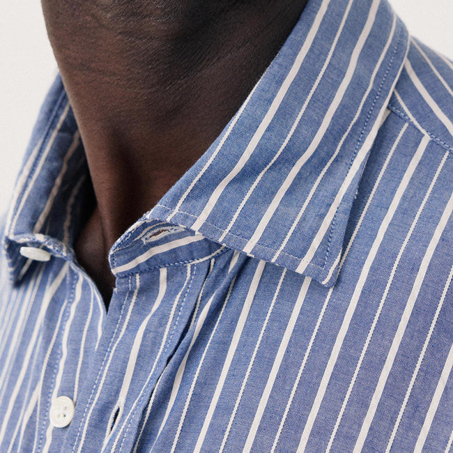 Hartford - Chemise Paul Dobby Stripes - Blue Cream
