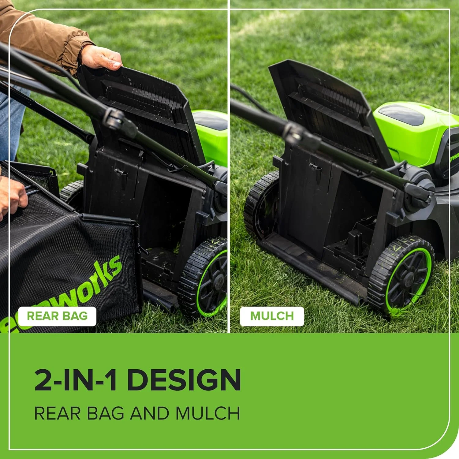 Greenworks 60V 17" Brushless (Push) Mower + 60V 13" String Trimmer, 4.0Ah Battery and 3A Charger - Image 6