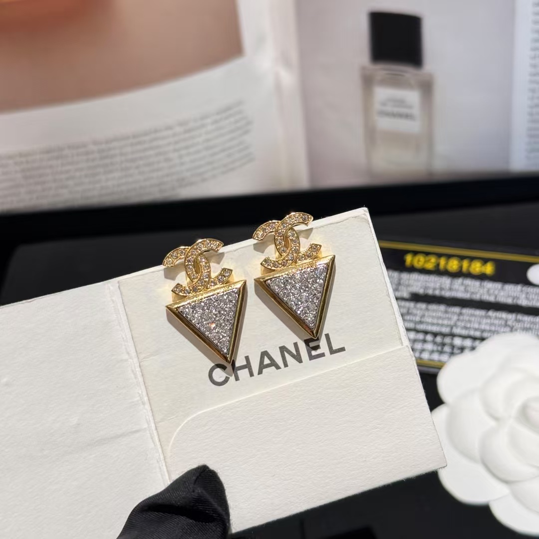 Chanel Geometric Triangle Stud Earrings - Original Replica Club