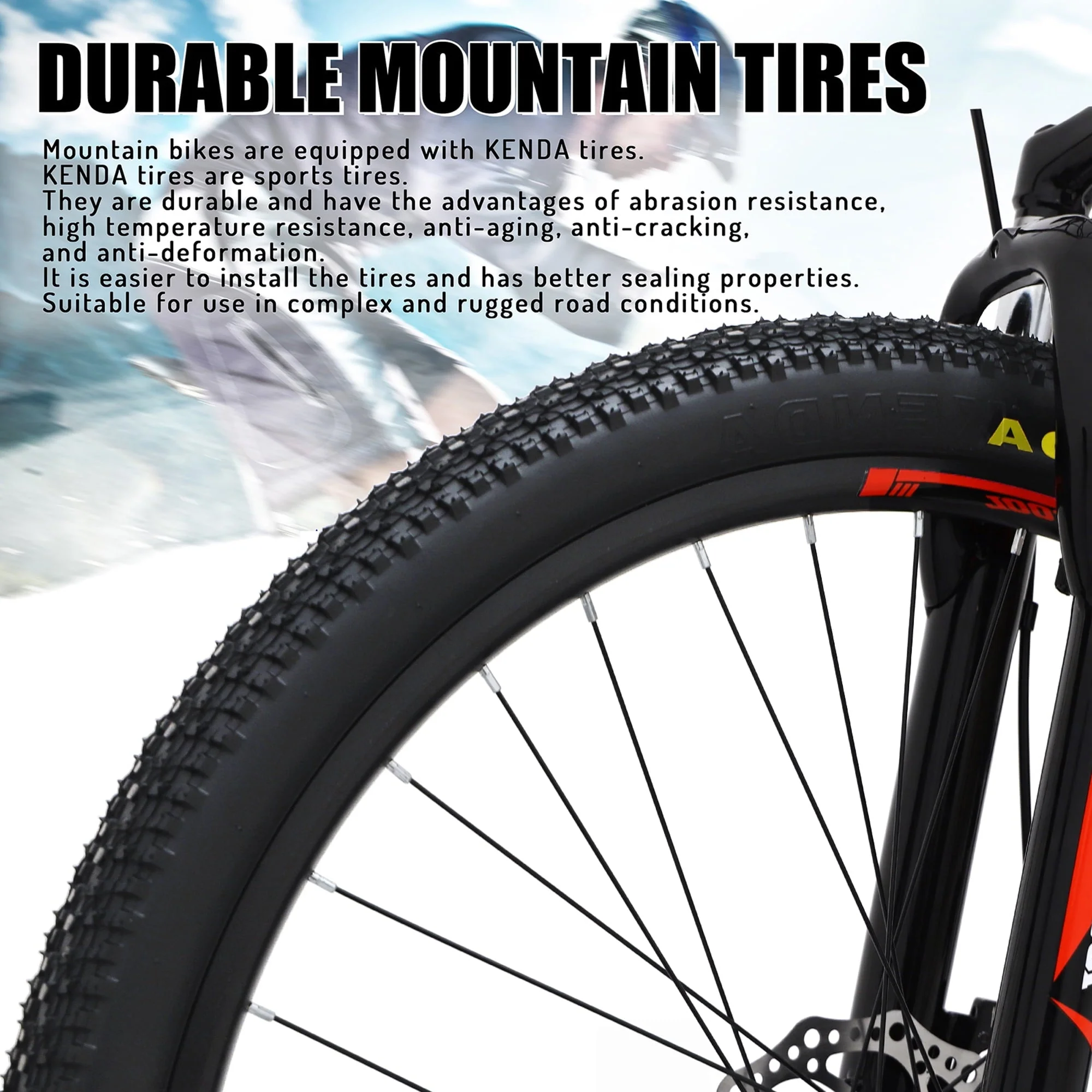 26 Inch Bikes Mountain Bike with Suspension Steel Frame, Featuring 21 Speed, Double Disc Brake and Dual Suspension Anti-Slip Bicycles for Adults, Red - Image 5
