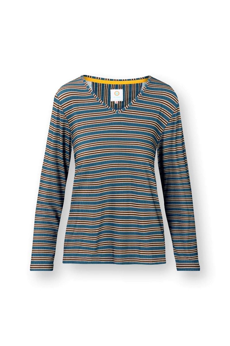 Trice Long Sleeve Top Kente Stripe Blue
