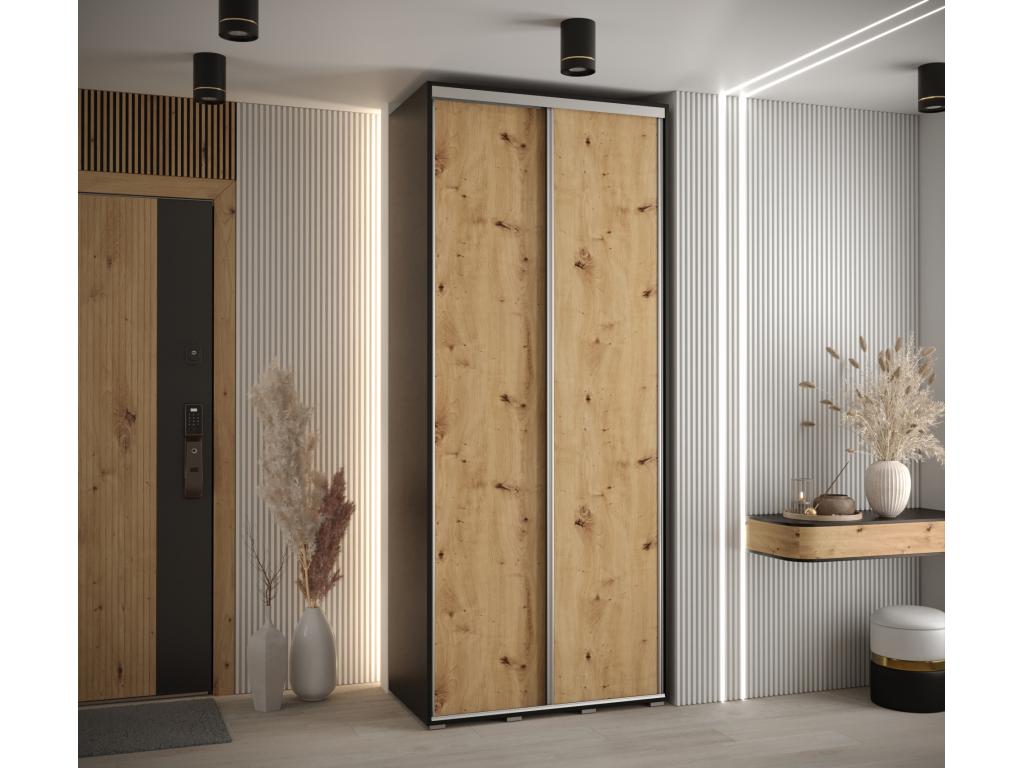 ARMARIO Nestleare 1 DE PUERTAS CORREDERAS 235 - 2/100/60 2 puertas Negro/Artisan/Plata