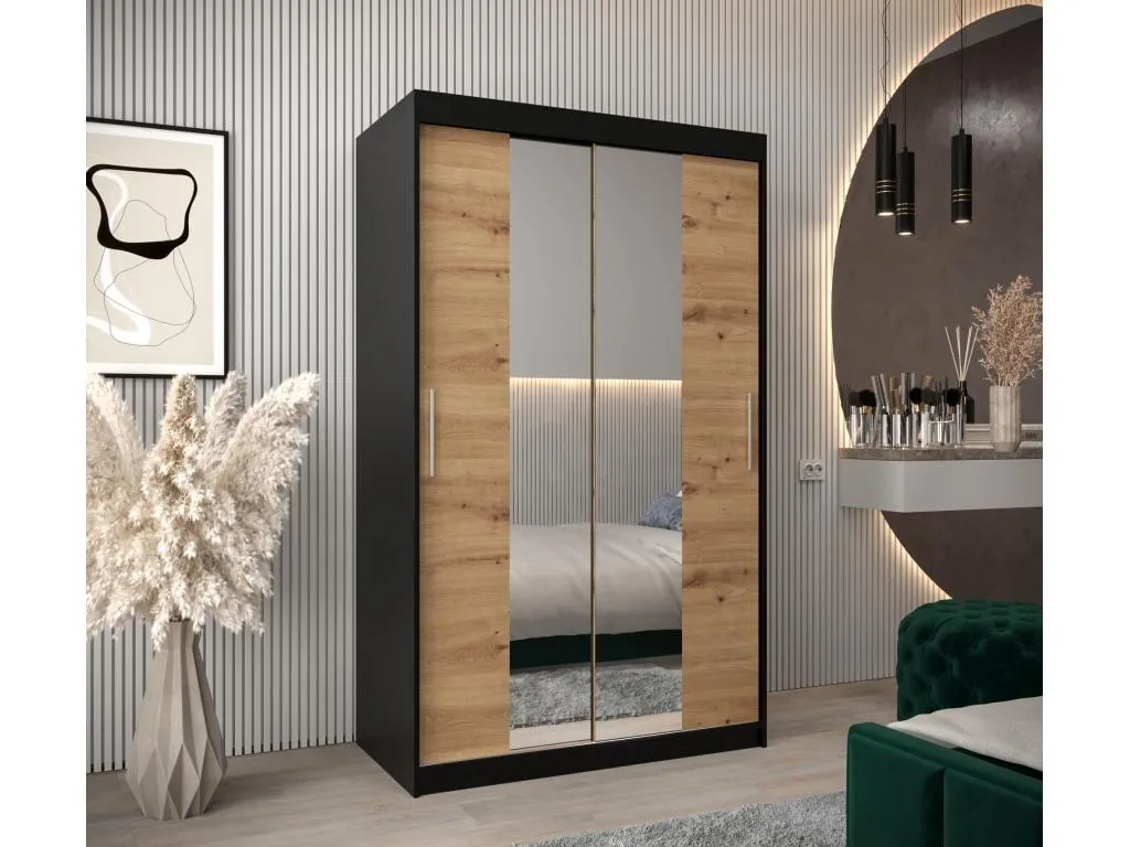Armario Mueblestop 1 de puertas correderas 200/120/62 2 puertas (negro/artisan) XKYQ93151
