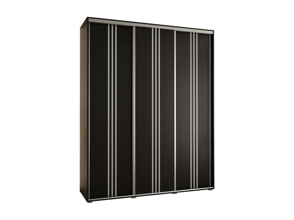 Armario Davos 6 corredero sofisticado 235,2x190x60 cm 3 puertas negro con acabados plata kmg3169334