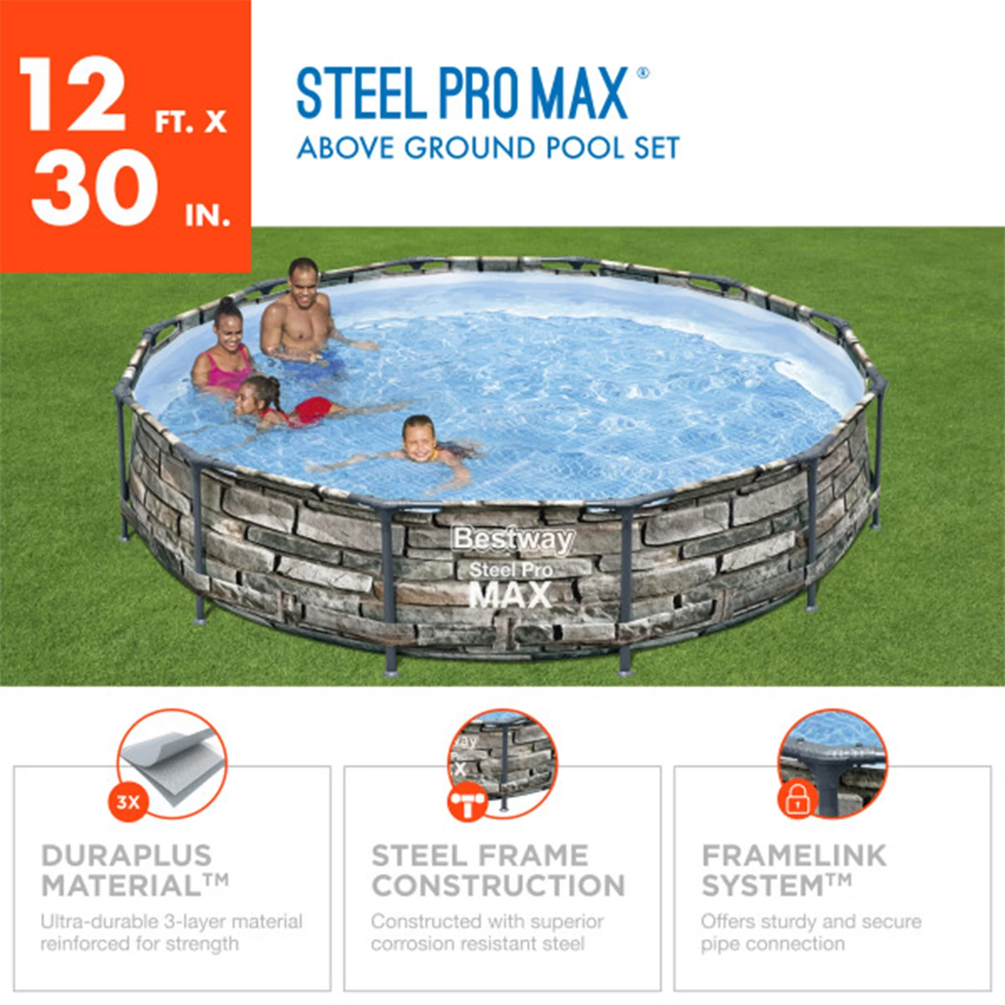 Bestway Steel Pro MAX 12' x 30" Above Ground Outdoor Swimming Pool Set - Image 13