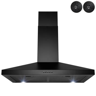 AKDY 30-in Convertible Black Painted Wall-Mounted Range Hood with Charcoal Filter RH0474