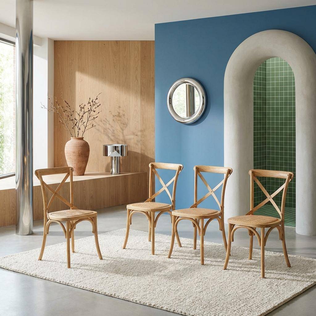 Belleville - Silla de bistró vintage de madera, set de 4