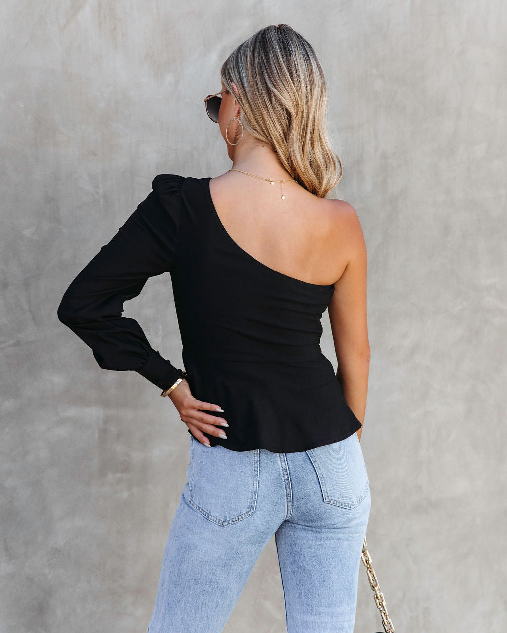 Adeline Front Twist One Shoulder Top - Black - Se7enfashion