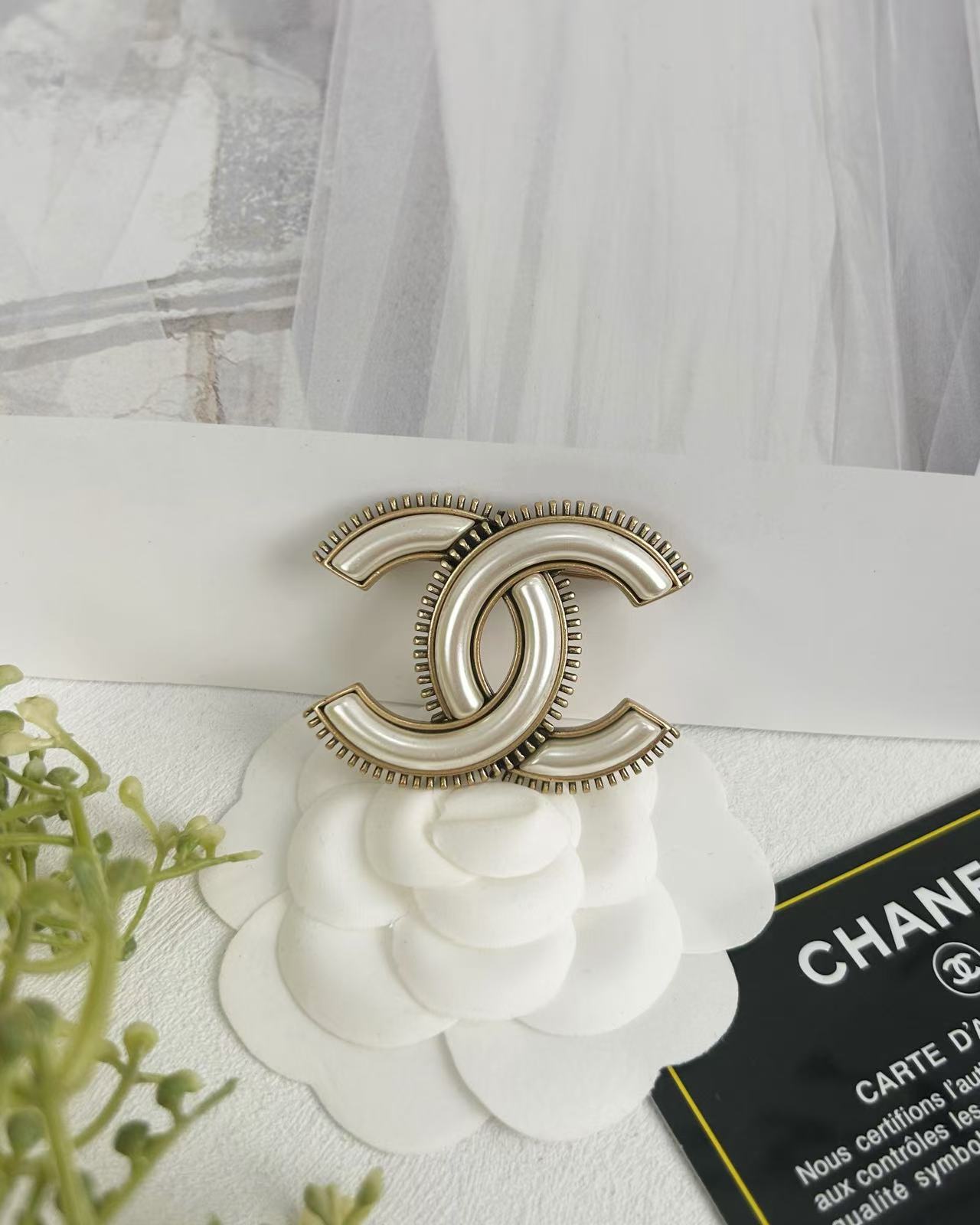 Chanel Vintage White CC Brooch - Original Replica Club