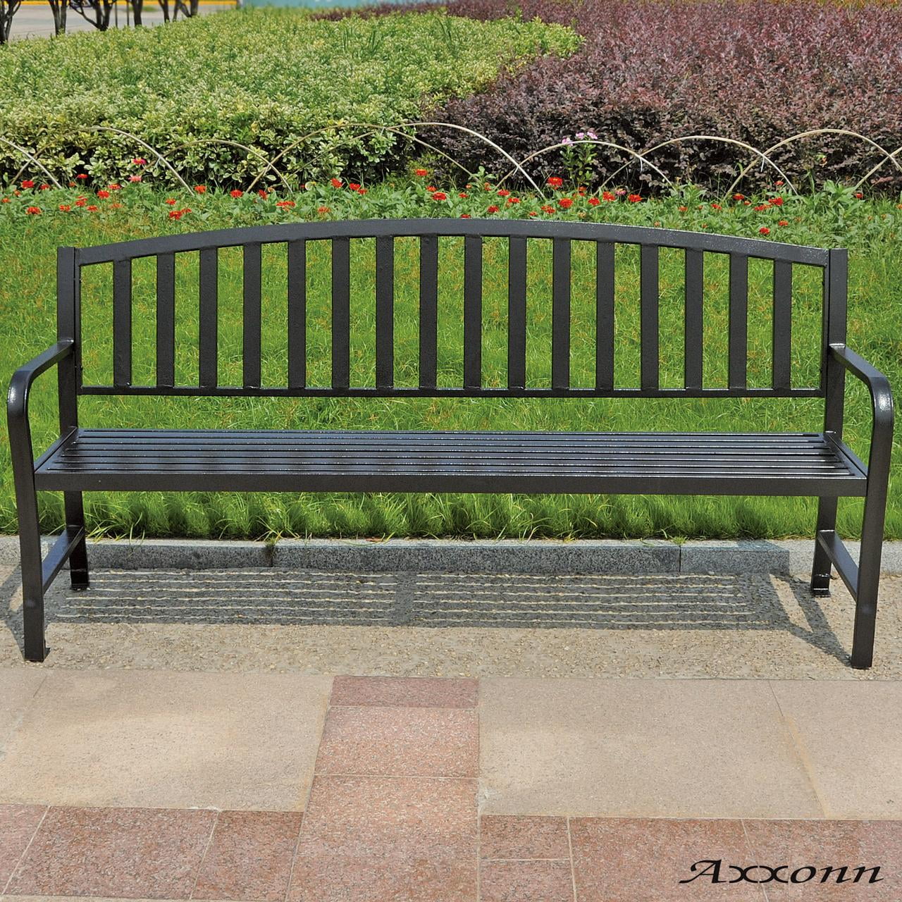 Axxonn 6ft Commercial Heavy Duty Metal Bench, Black, L 70.9 x W 21.3 x H 34.4 inches - image 2
