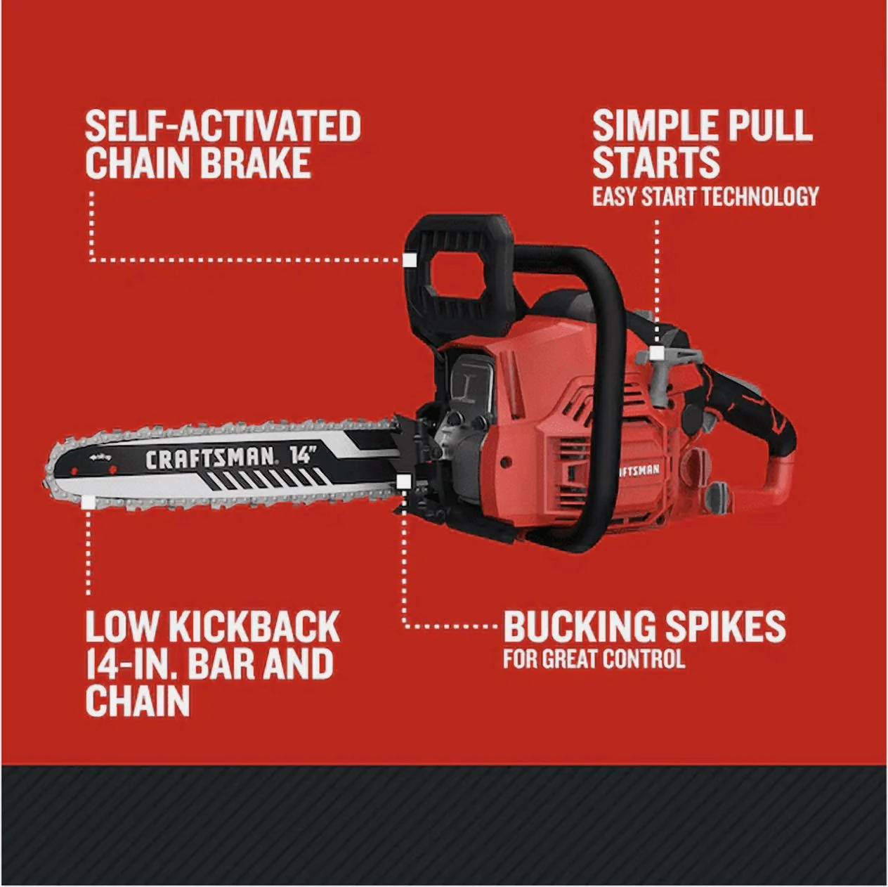 Craftsman S1450 CMXGSAMY42N4 42cc 2-Cycle 14" Gas Chainsaw - Image 12
