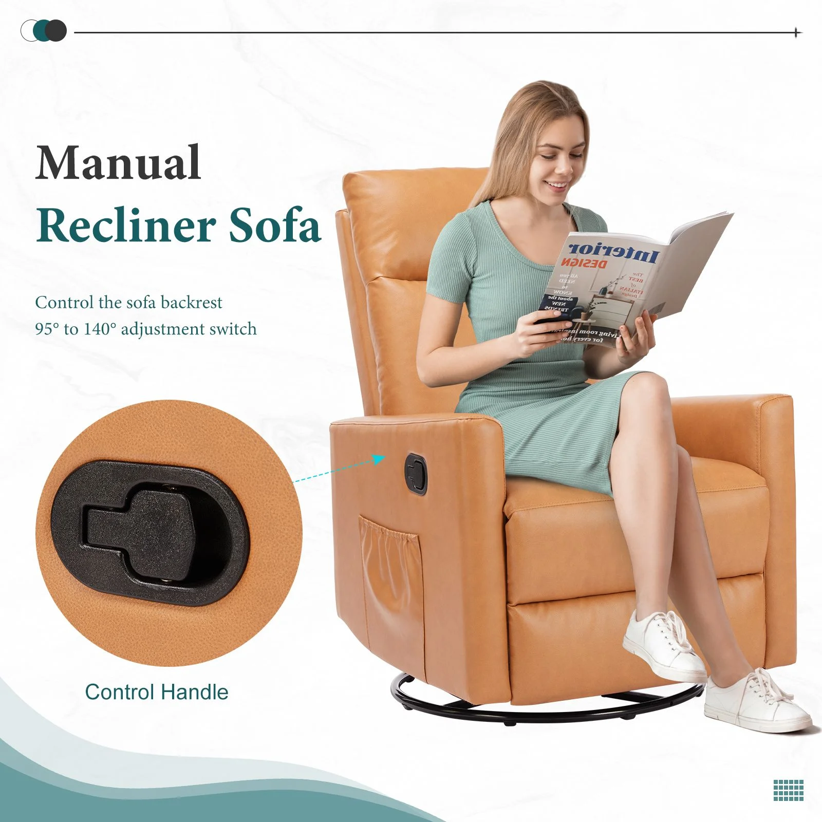 Recliner Message Chair with Footrest, Swivel Rocking Glider, High Back Upholstered Deep Seat for Living Room, Grey - Image 30