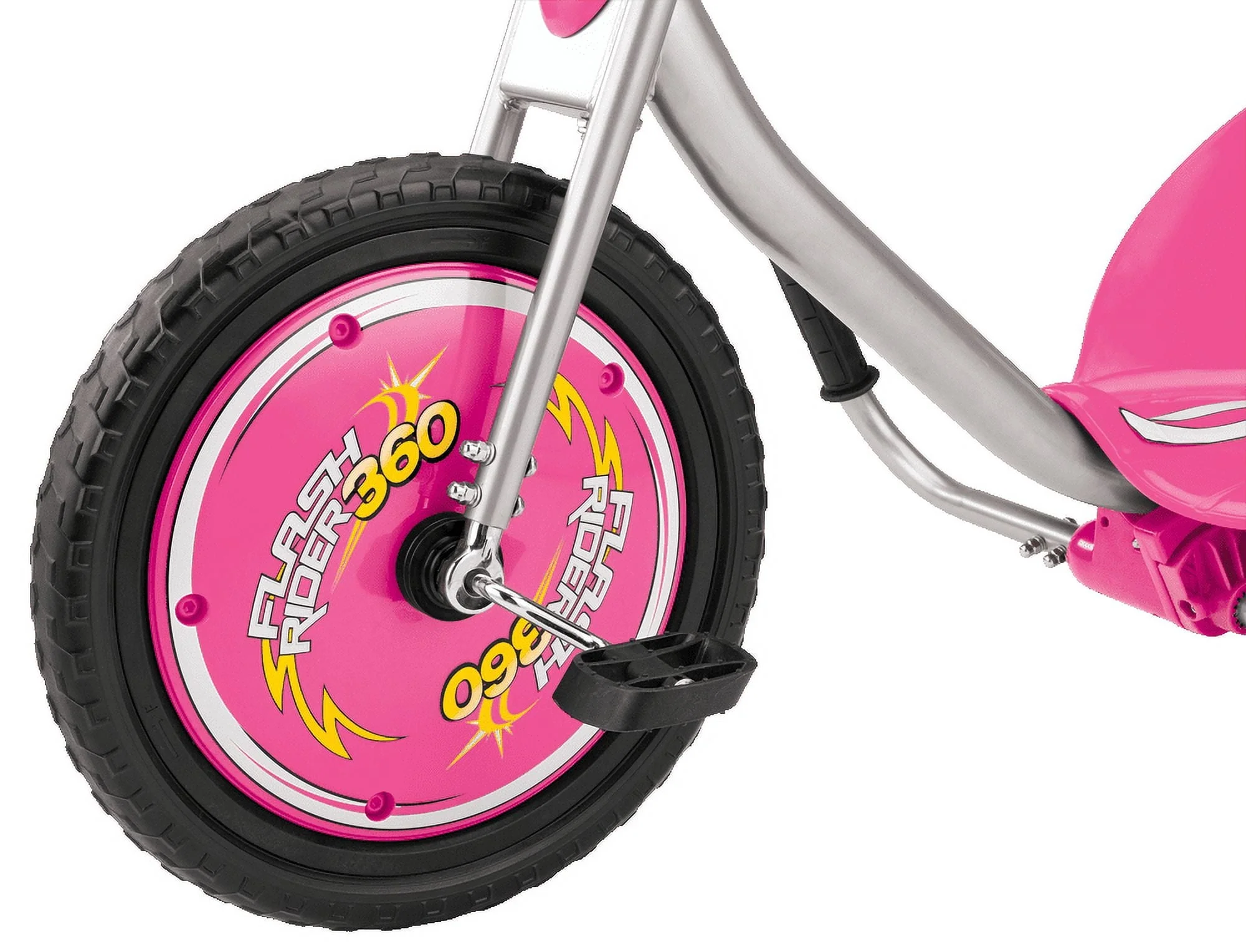Razor FlashRider 360 Tricycle with Sparks - Pink, 16" Front Wheel, Welded Steel Frame Trike, Ride-On Toy for Kids Ages 6 and Up, Unisex - Image 3