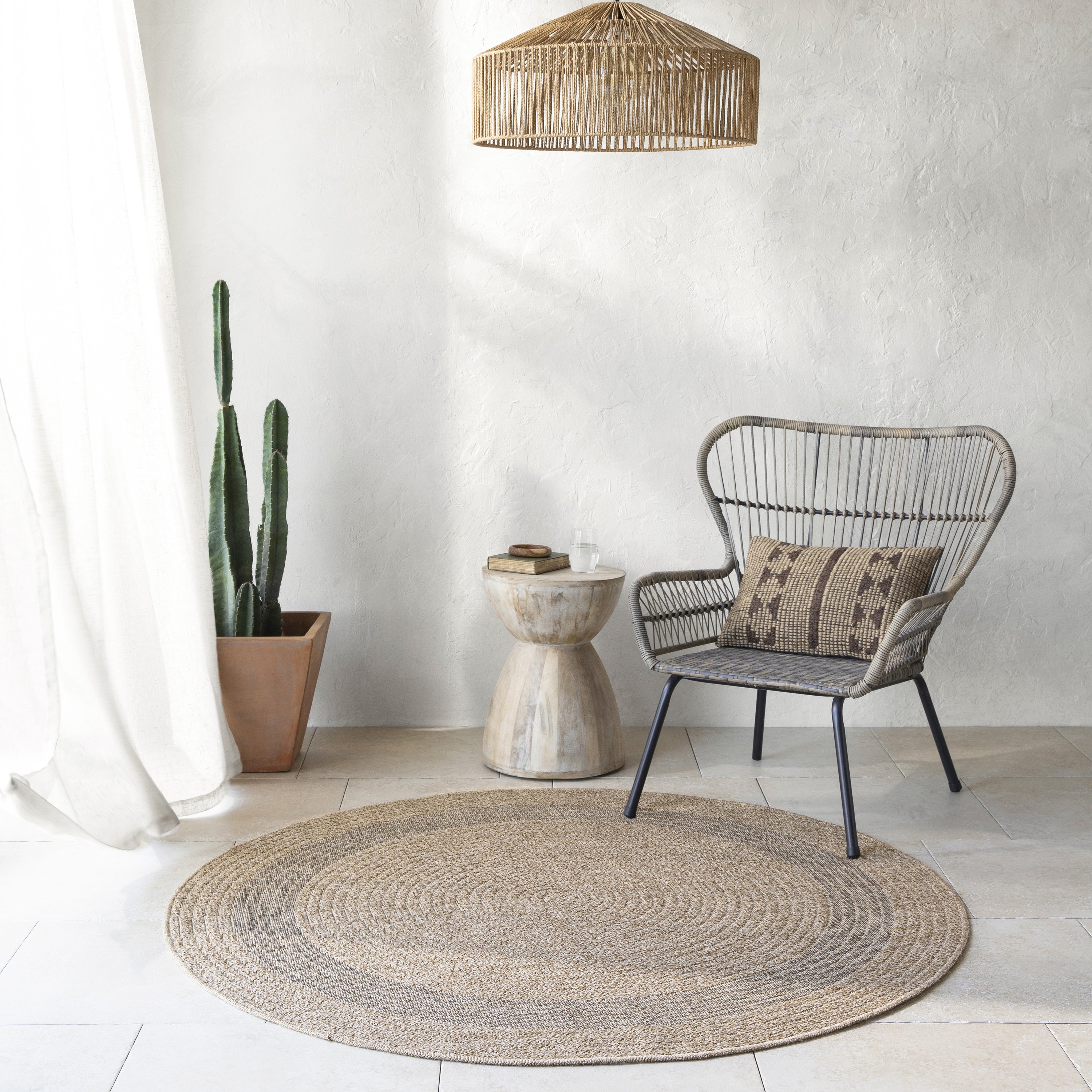 Blokker Core Vloerkleed Ø 160 cm - Zand/Zwart