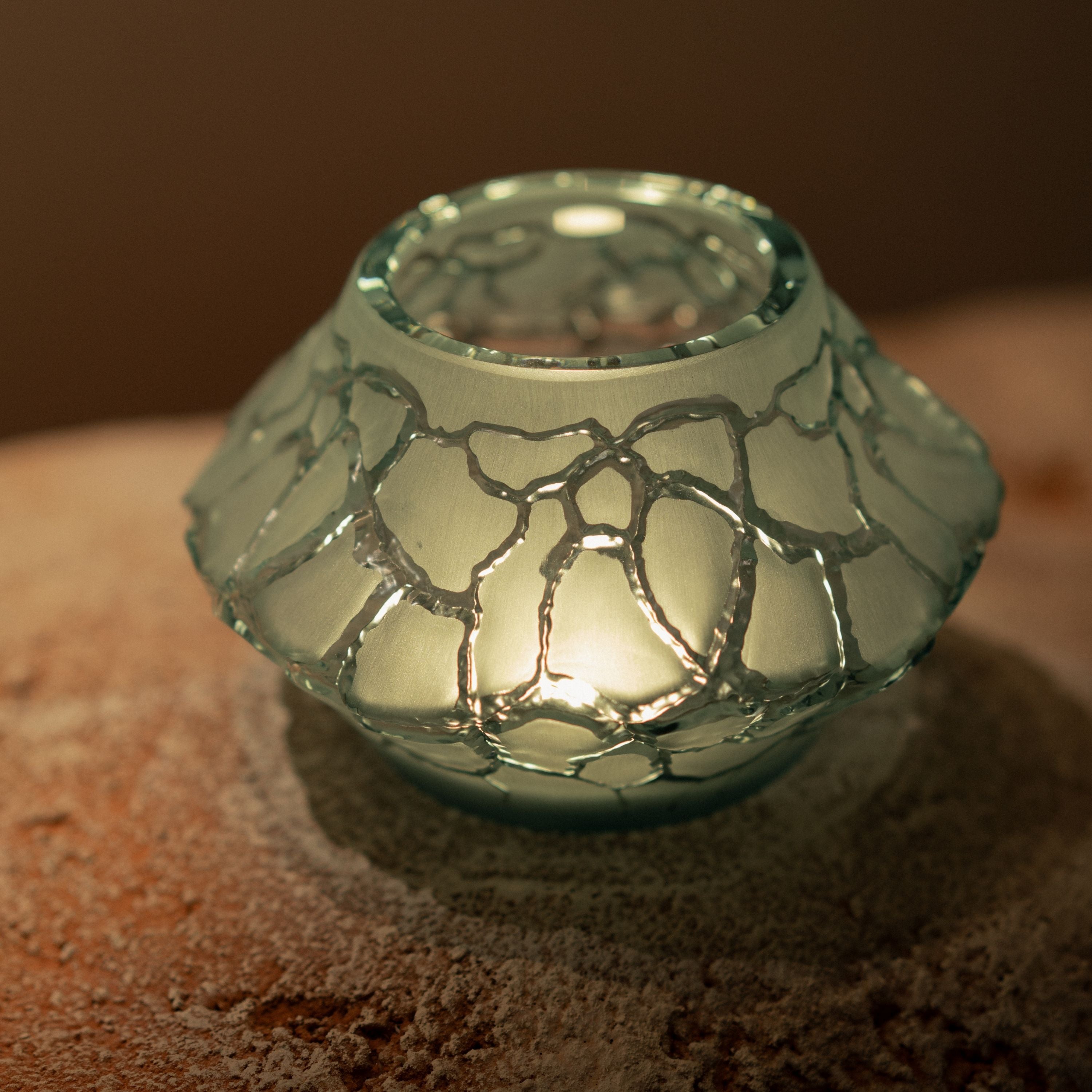 VASE-PHOTOPHORE CALDERA PETIT MODÈLE - CRISTAL BLEU PERSÉPOLIS