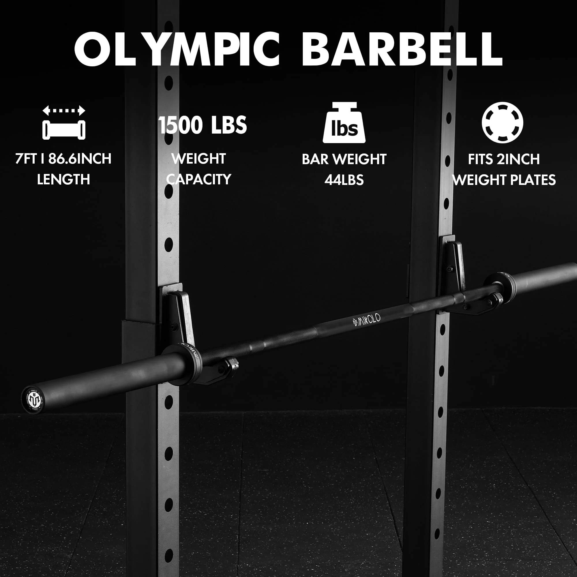 Mikolo 7ft Olympic Barbell, Barbell for Weightlifting and Powerlifting 45lb, Olympic Bar for 1500lbs Capacity, Weight Bar Fit 2-?Standard Weights - Image 53