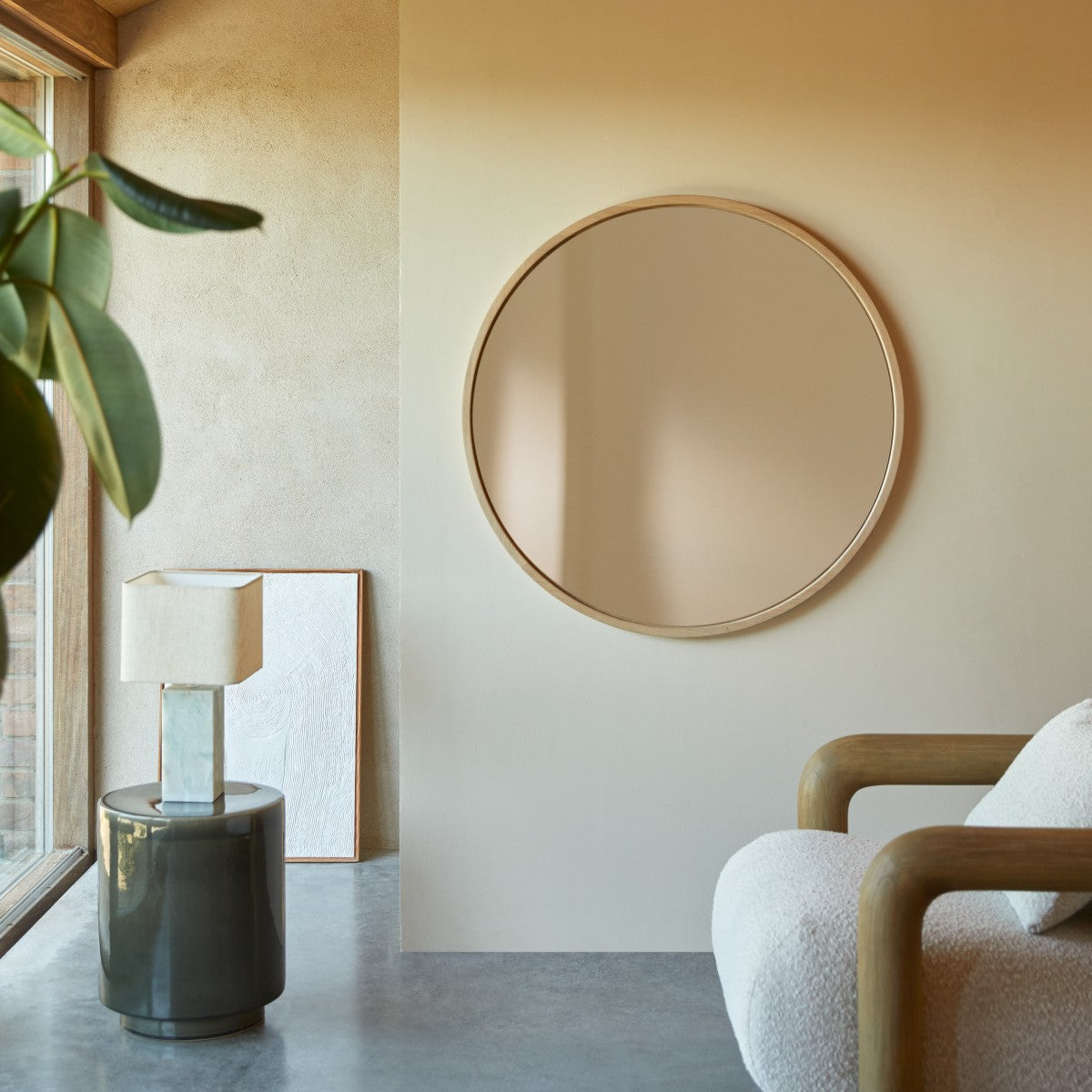 Tikamoon - Ronde massief eiken spiegel 90x90 Fanie