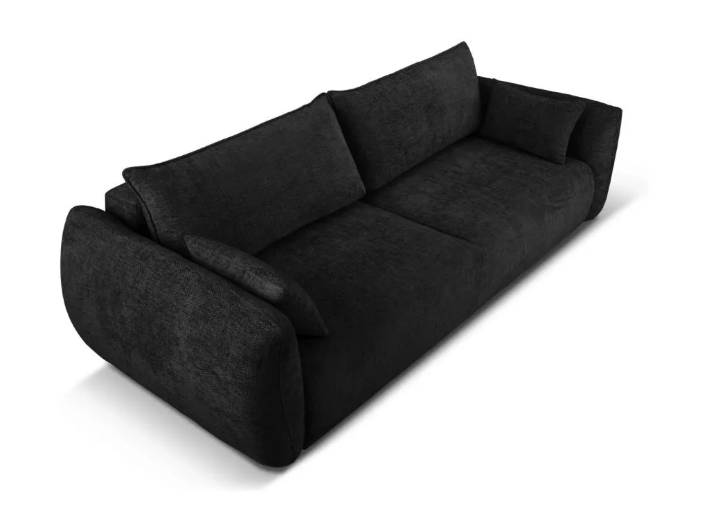 Kavehomedeco - Sofá cama con baúl de almacenaje Kavehomedeco 3 plazas de tejido chenilla negro - 240x108x86cm 80699DWCK