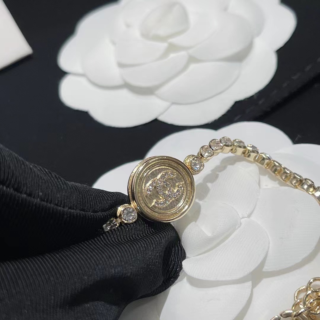 Chanel Full Diamond Round Tag Bracelet - Original Replica Club