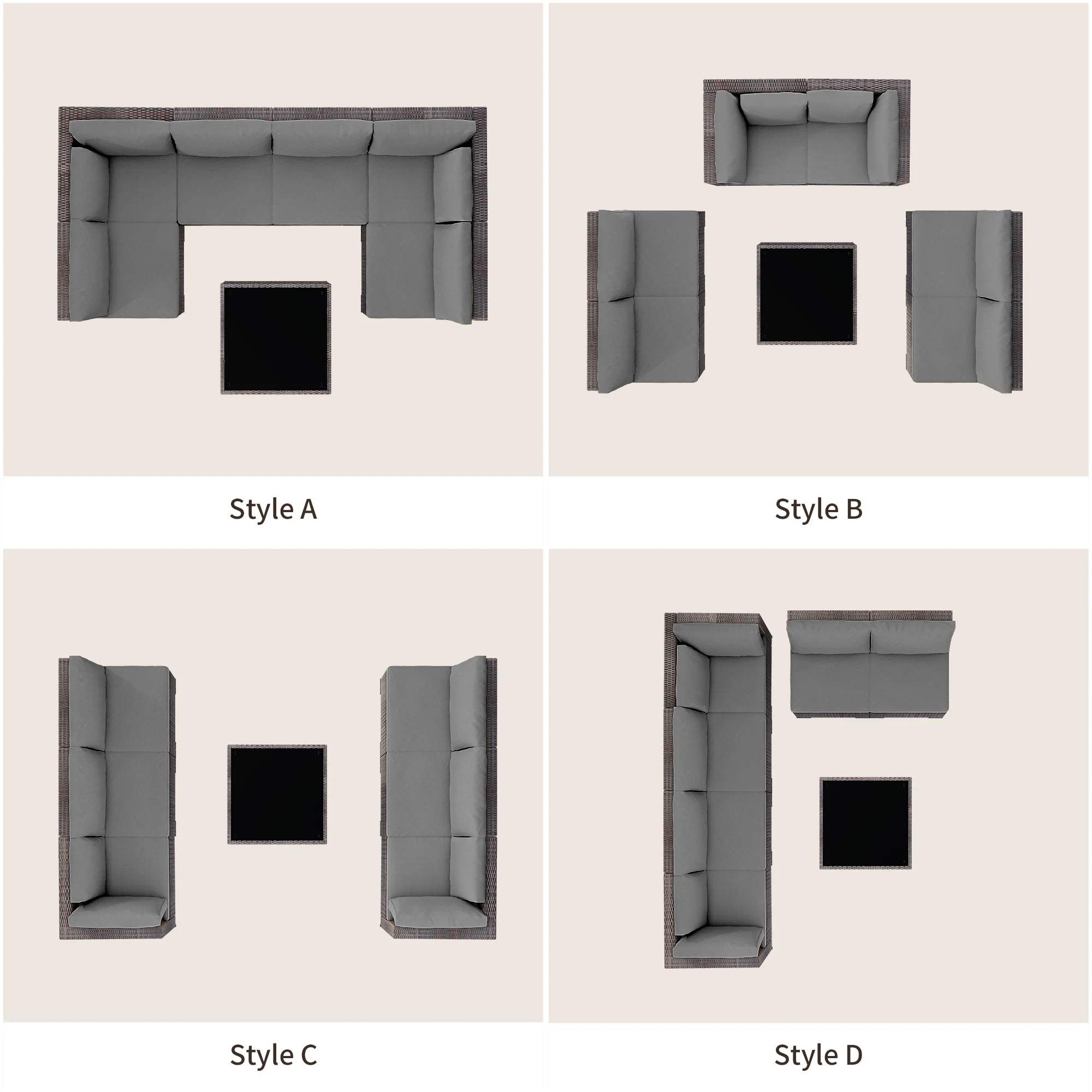 Patio Furniture Set on Sale, Lofka 7-Piece Outdoor Sectional Furniture Set with Glass Coffee Table Garden, Gray - Image 6