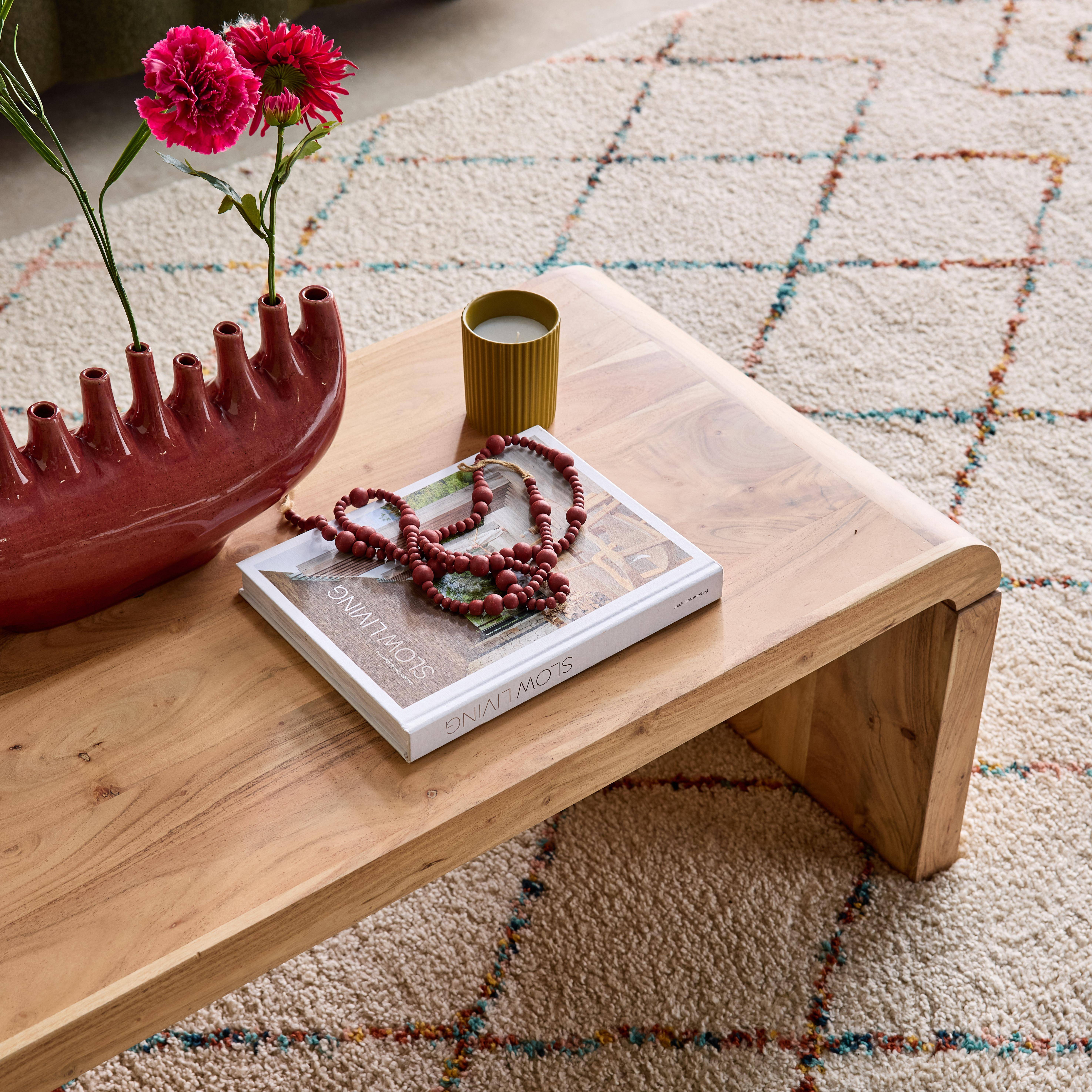 Dana - Mesa de centro rectangular de madera maciza de acacia