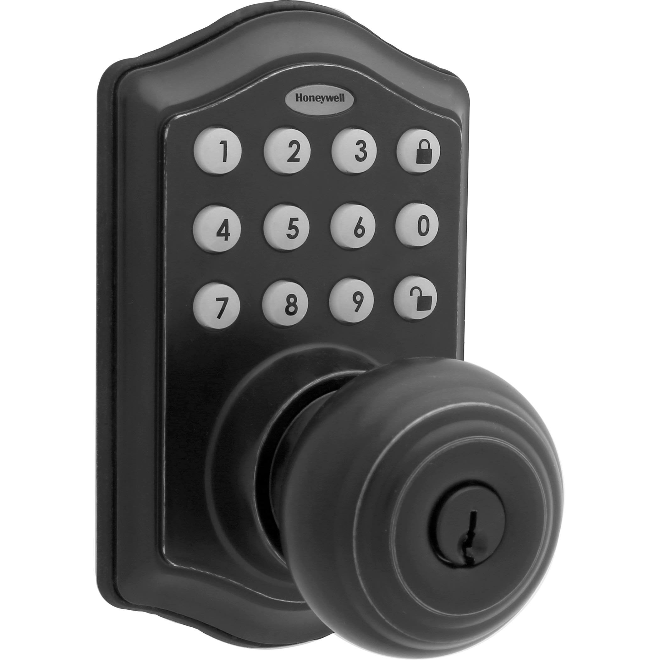 Honeywell 8732501 Electronic Entry Knob Door Lock, Matte Black(Matte Black)