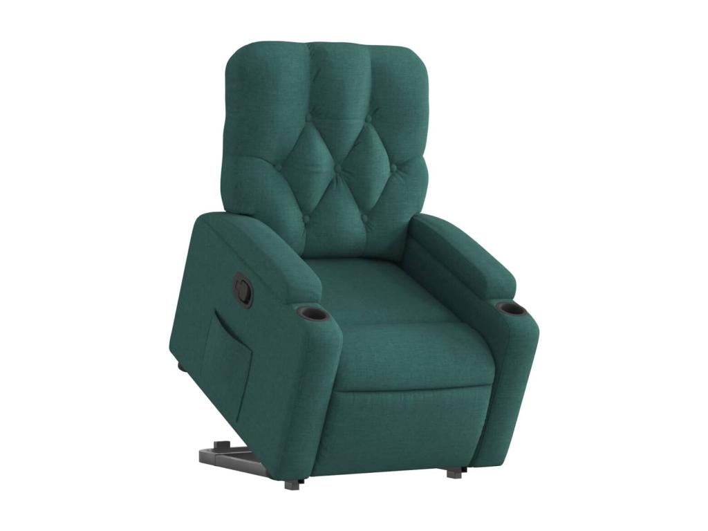 Sillón reclinable elevable tela verde oscuro