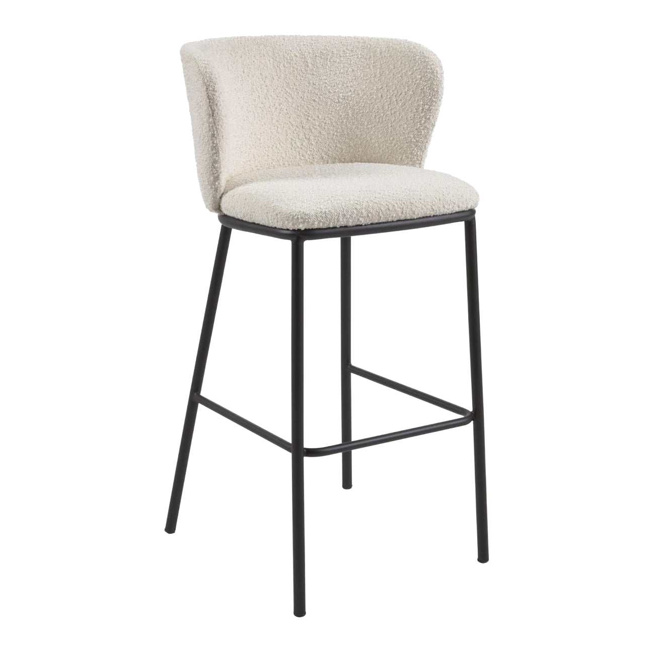 Kave Home Ciselia Barkruk - H 75 cm - Wit / Zwart