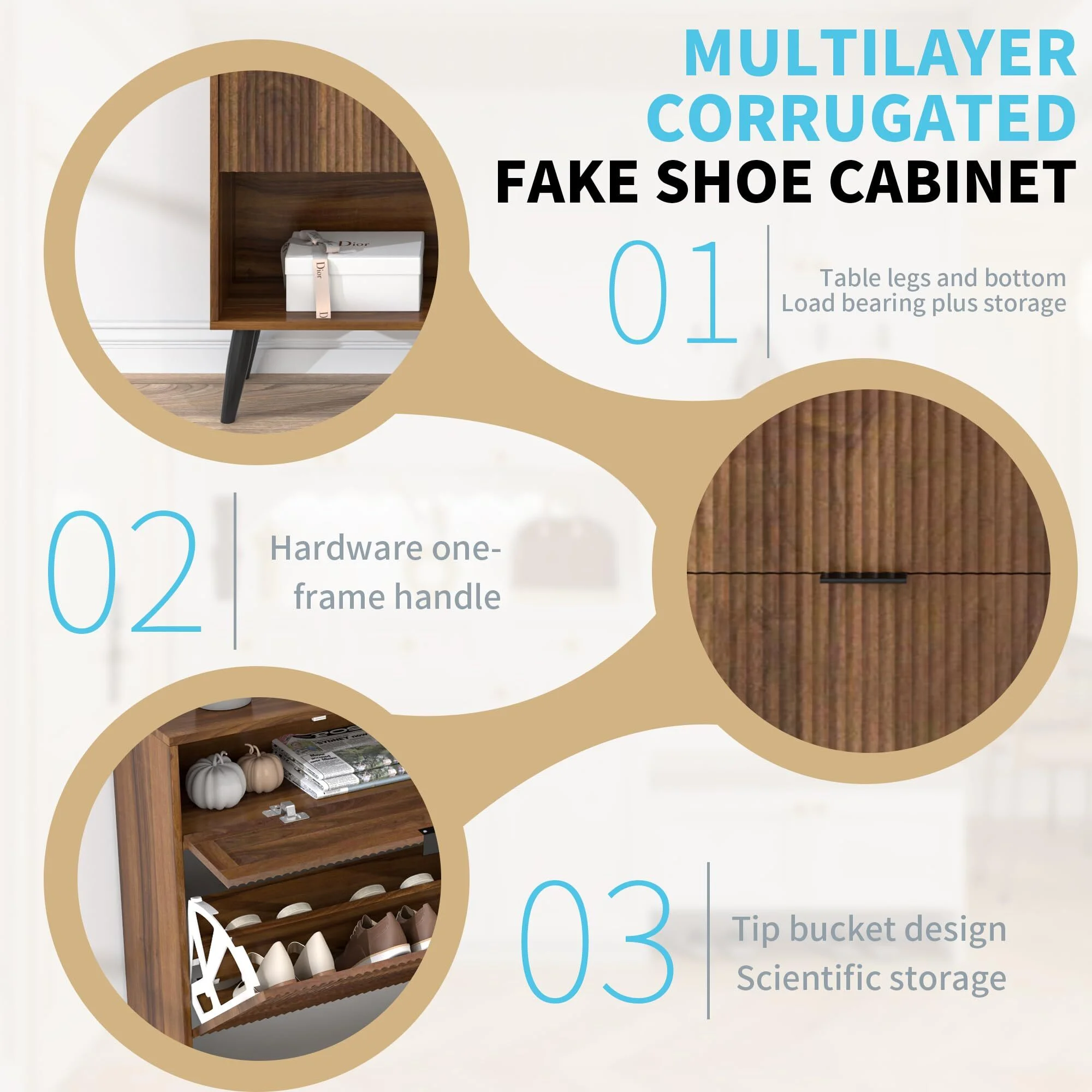 Shoe Cabinet with Drawers, slim storage cabinets, entryway shoe storage cabinets - Image 13