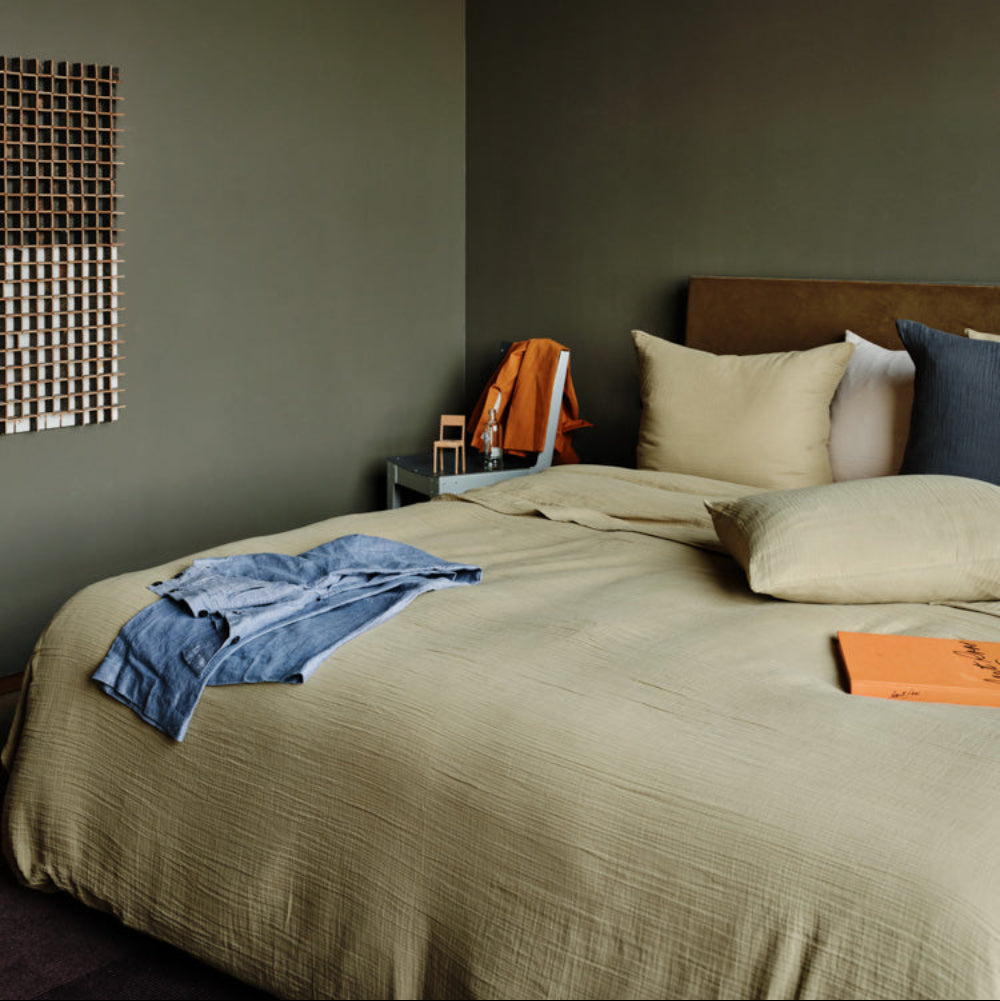 Housse de couette en gaze de coton - Vert Saint Louis