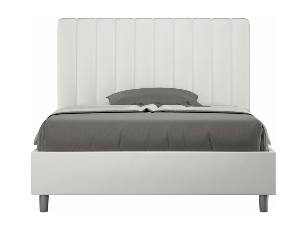 Cama doble con somier acolchada 140x200 cuero sintético Lujodec Agueda