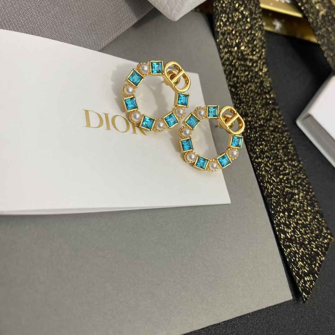 Dior Color Gem Rhinestone Earrings - Original Replica Club