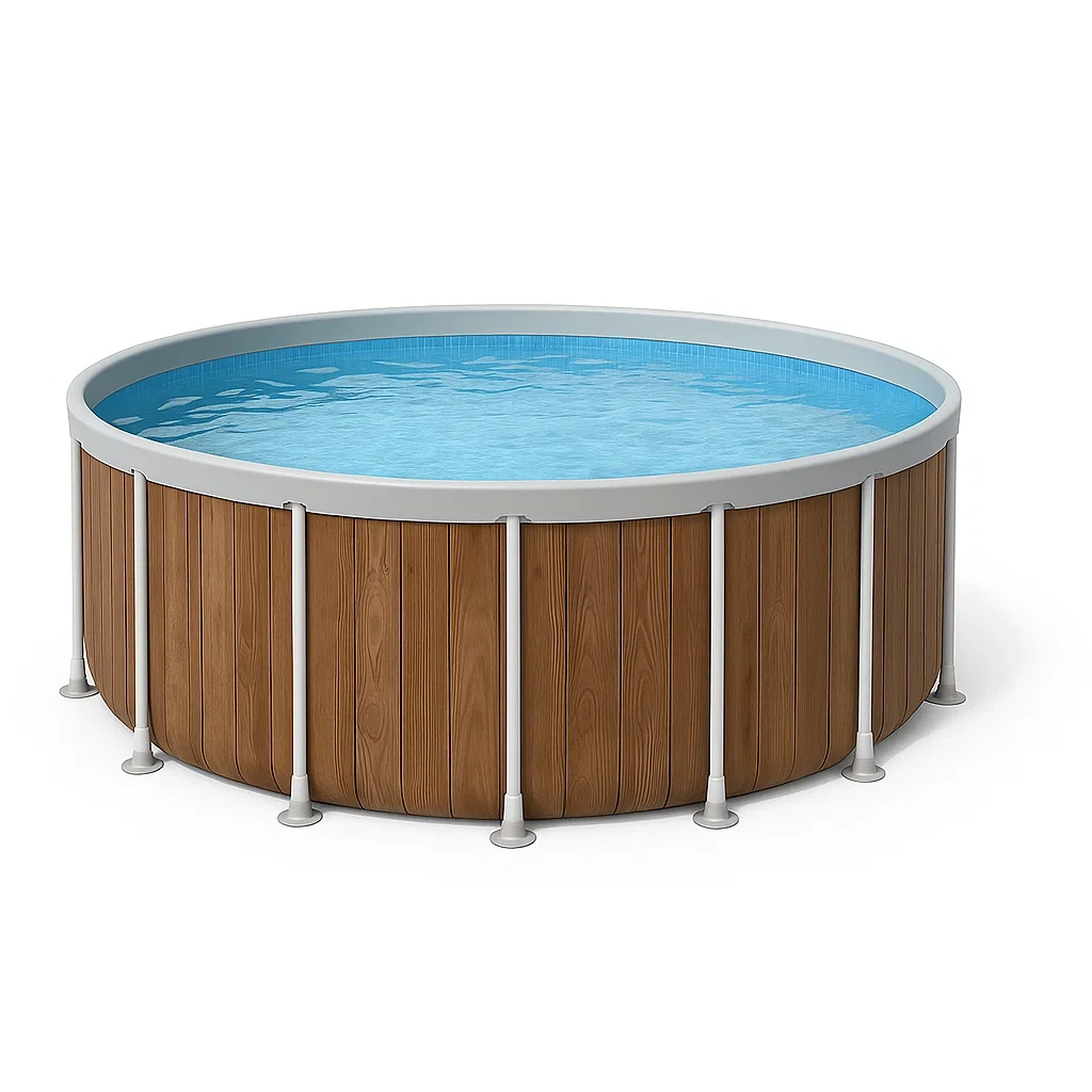 Piscina tubular redonda desmontable acero 298x96 cm color madera con filtro y escalera EjLdNZp244hy