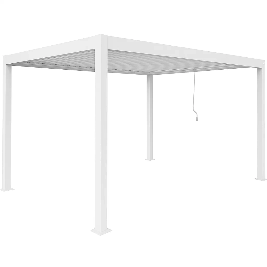 Pérgola bioclimática autoportante de aluminio,12m²,blanca - UYmjwNE230rp