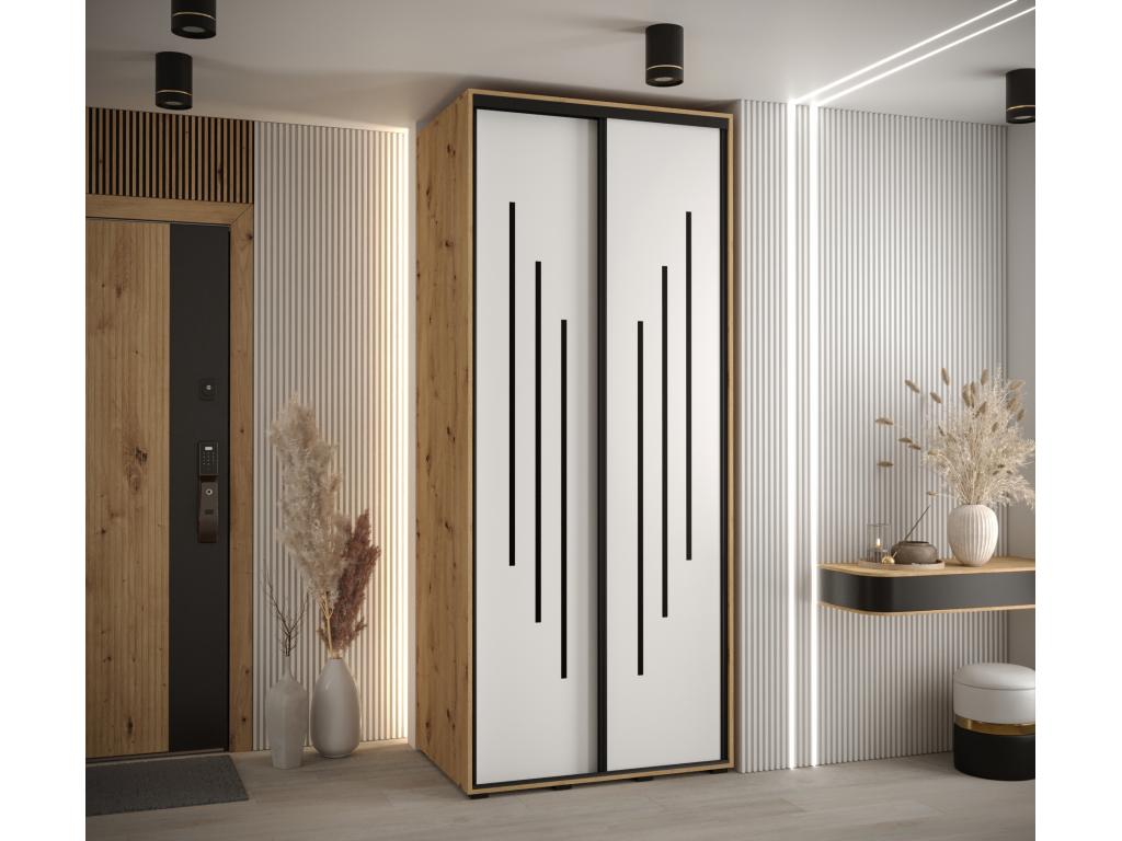 ARMARIO Cozetiq 8 DE PUERTAS CORREDERAS 235 - 2/110/45 2 puertas Artisan/Blanco/Negro