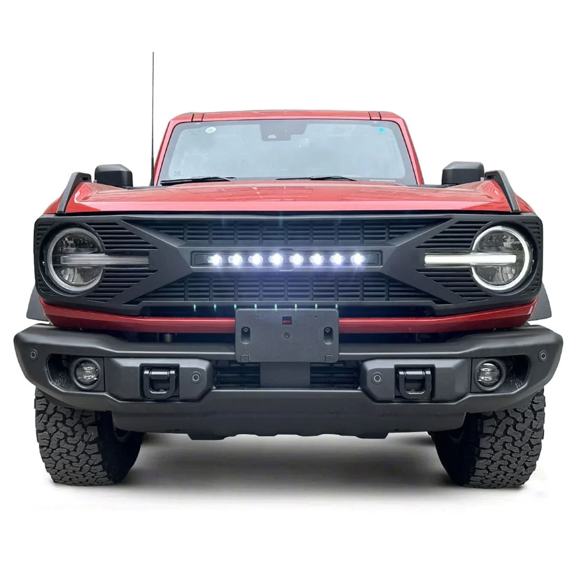 AMERICAN MODIFIED Tomahawk Grille With Lights for 2021-2024 Ford Bronco Without Front Camera - Matte Black - Image 9 AMERICAN MODIFIED Tomahawk Grille With Lights for 2021-2024 Ford Bronco Without Front Camera - Matte Black - Image 9