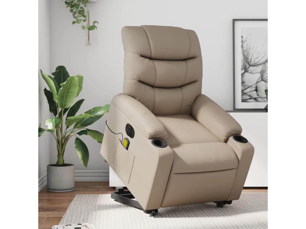 Sillón reclinable de masaje eléctrico cuero sintético capuchino