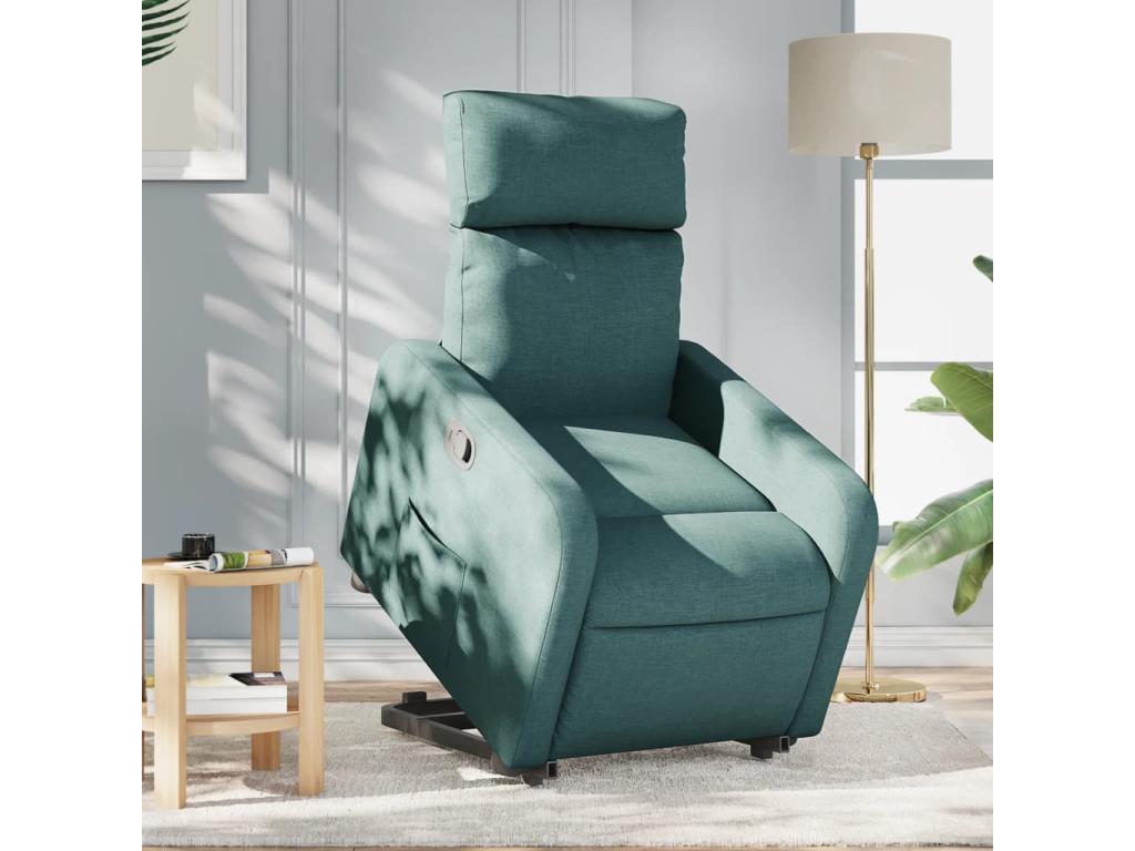 Sillón reclinable elevable tela verde oscuro