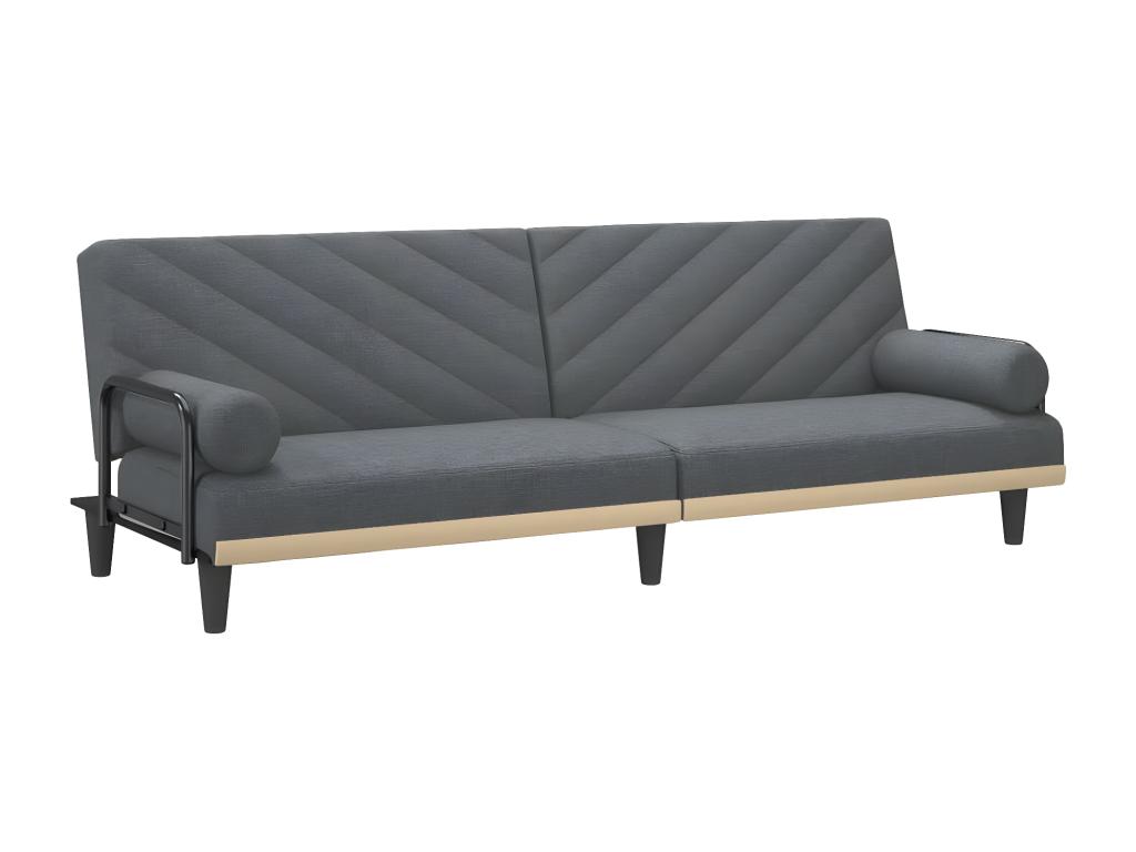 Sofá cama con reposabrazos tela gris oscuro