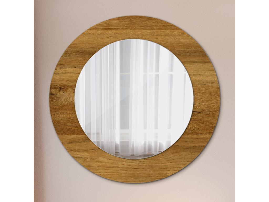 Espejo decorativo redondo - Roble rústico - 50 cm