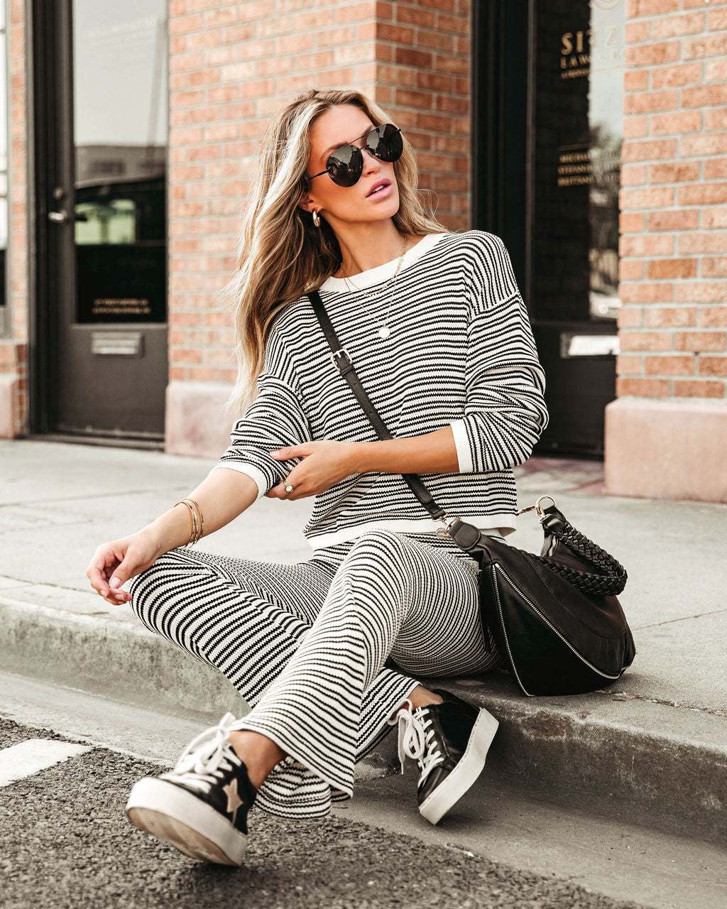 Chill Out Posh Knit Stripe Long Sleeve Top - Se7enfashion