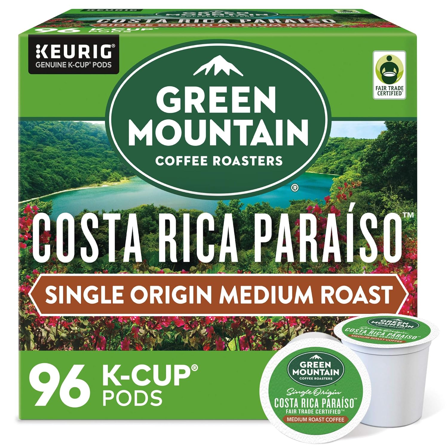 Green Mountain Coffee Roasters Costa Rica Paraiso Single-Serve K-Cup Pods. Medium Roast Coffee. 96 Count