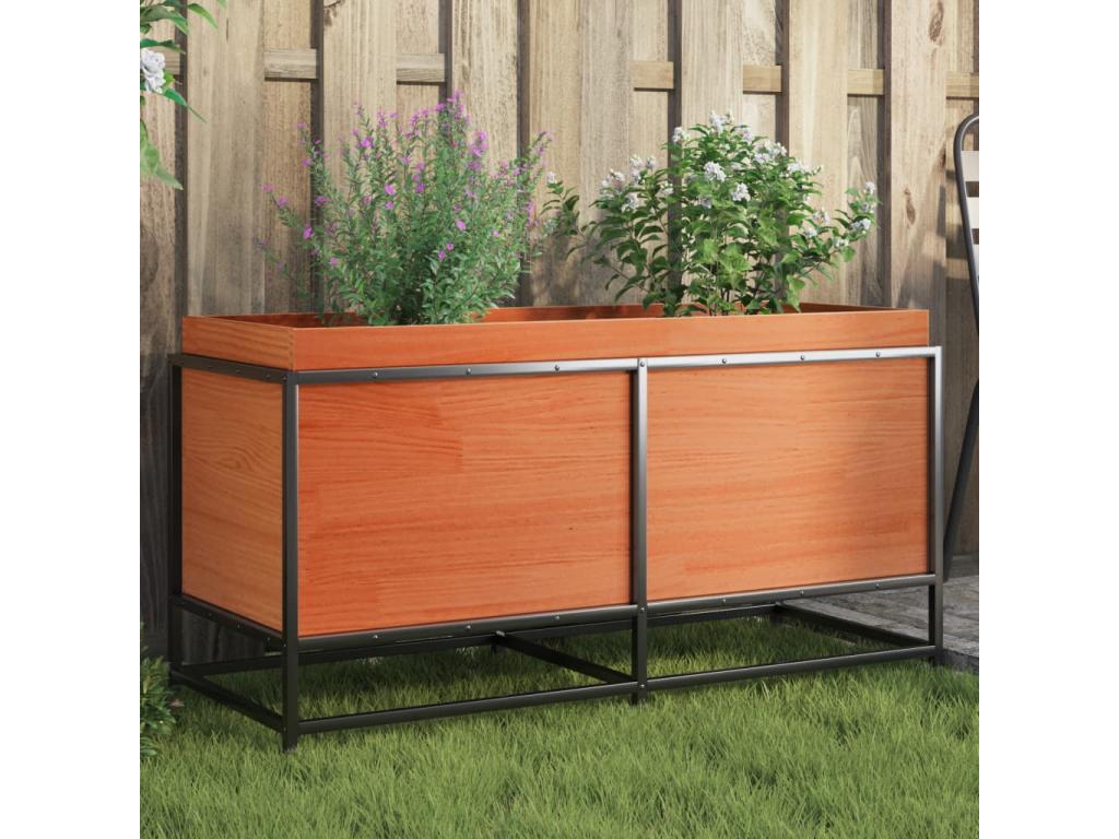 Jardinera de madera maciza pino marrón cera 100x40x50 cm