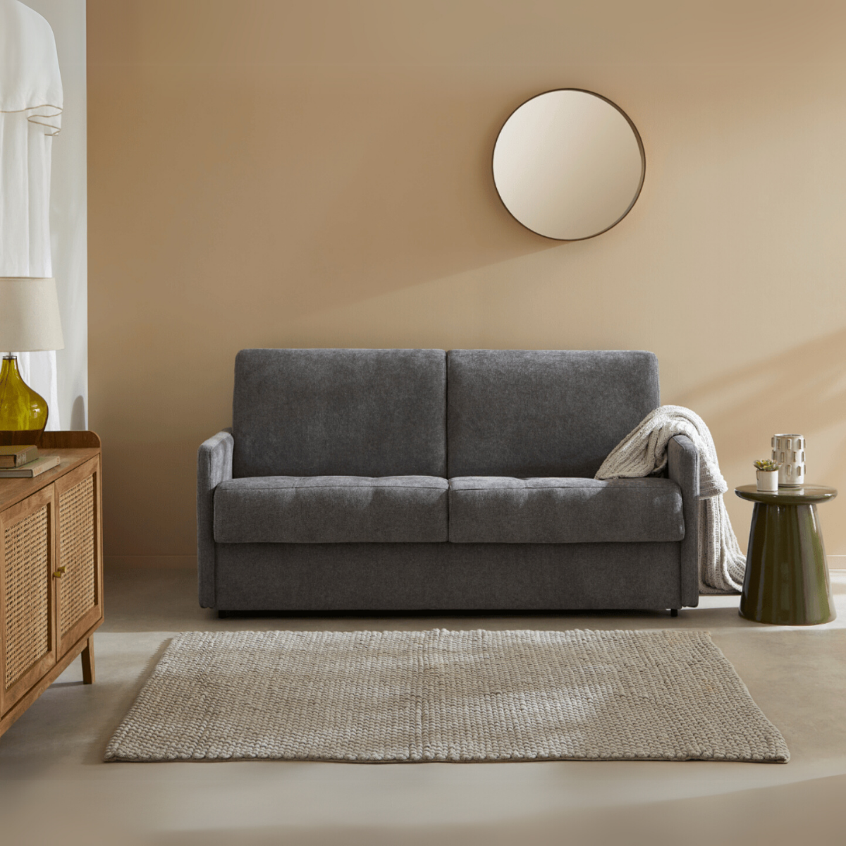 Calicosy - Slaapbank 3-zits in stof COSENZA - Grijs