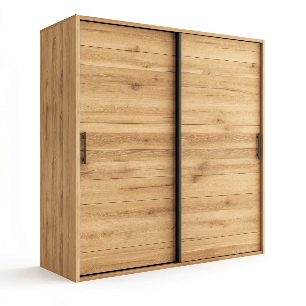 Armario de dormitorio con puertas correderas de madera roble almacenamiento espacioso 200x180x60cm OY8596292