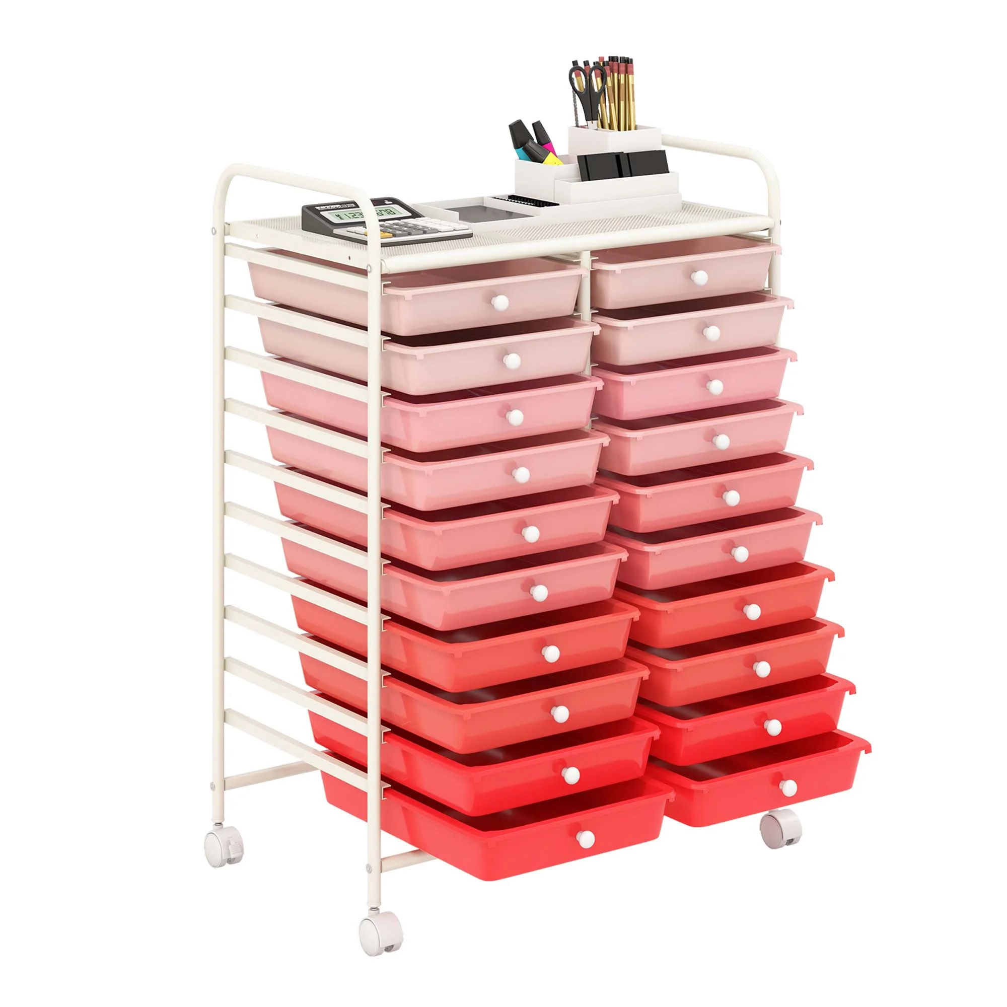 Costway 20 Drawer Rolling Storage Cart Tools Scrapbook Paper Office School Organizer Yellow - Image 64