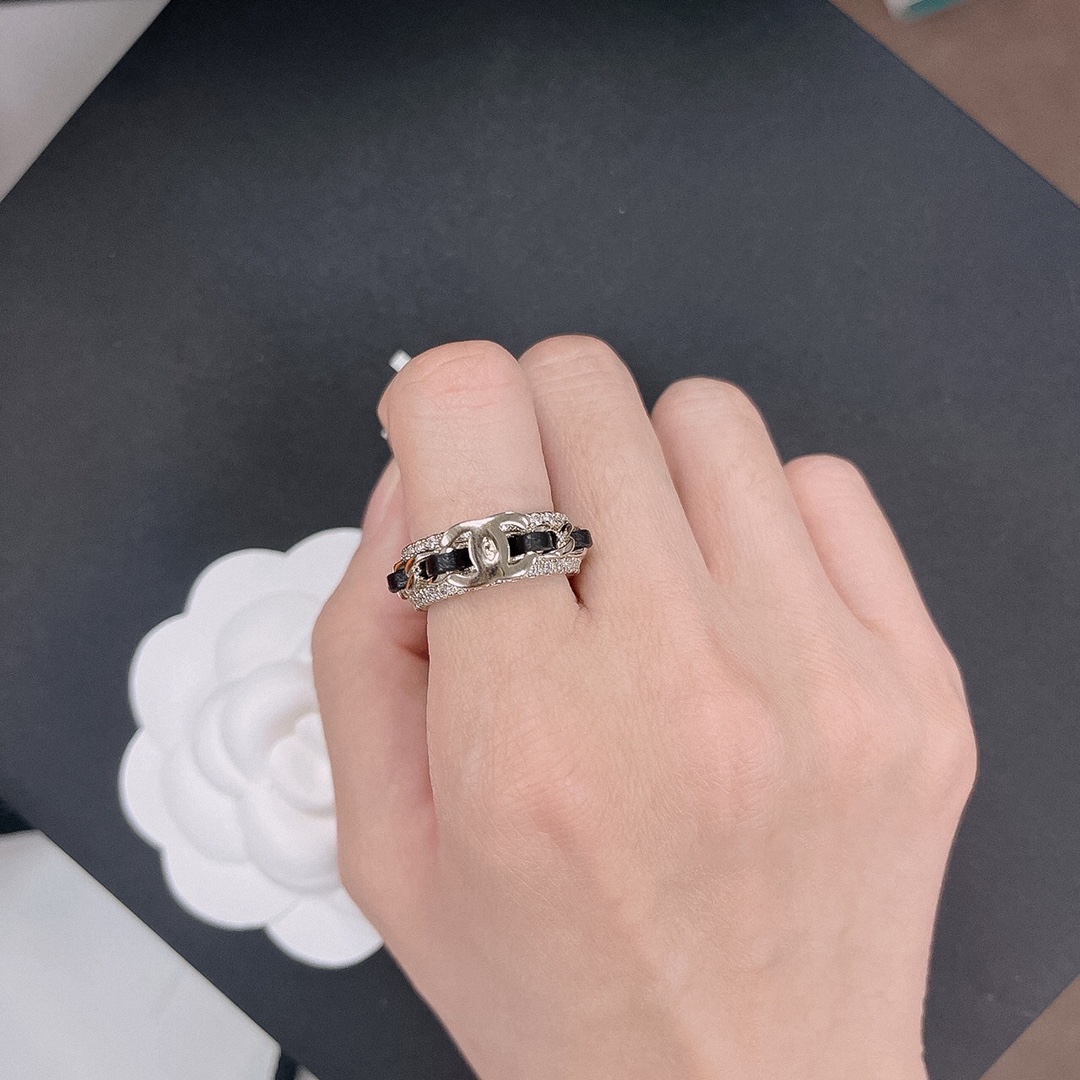 Chanel Black Leather Coco Ring - Original Replica Club